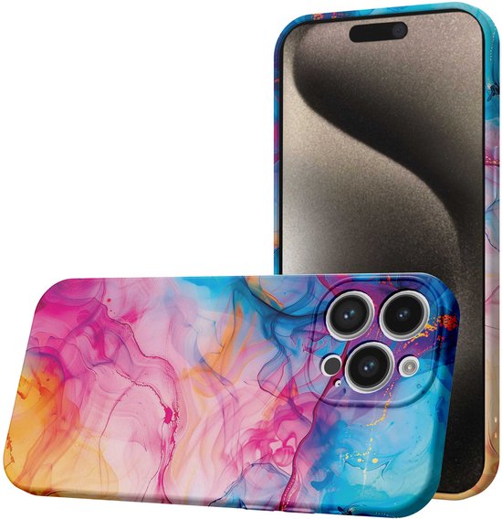 Coque de téléphone Smartphonica adaptée à iPhone 15 Pro Max avec imprimé marbre Acryl arc-en-ciel - Coque souple flexible en TPU - Coque arrière Design marbre acrylique Rainbow adaptée à iPhone 15 Pro Max