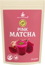 Premium Pink Matcha Thee - 50 Gram - Cafeïne Vrij - Pitaya Dragonfruit Poeder - Rijk aan Vezels - Matcha Latte - Roze Matcha