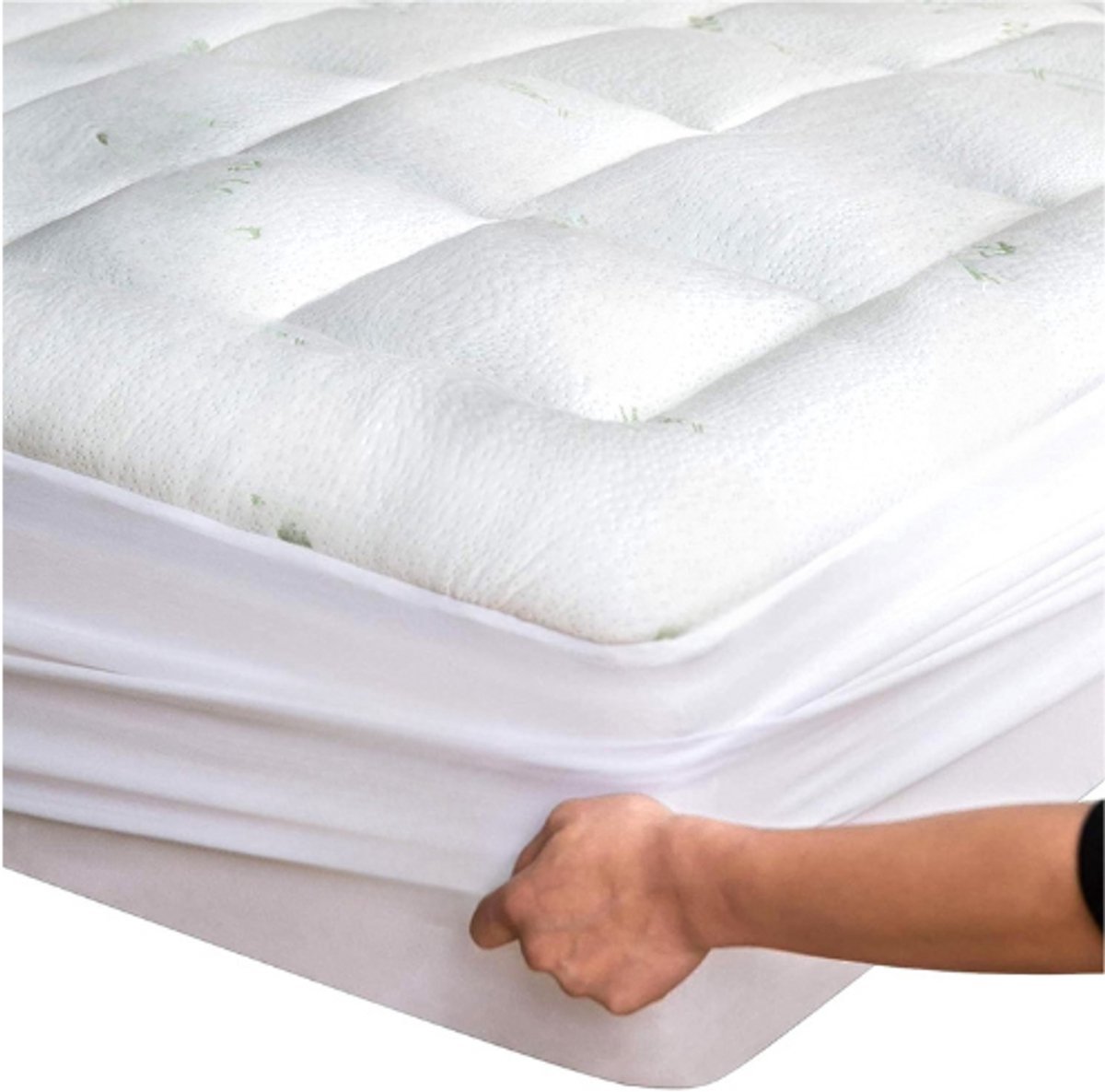 Thuys – Bamboe Matrashoes 180x200 Cm – Verlichting Van Rugpijn – Geschikt Voor Matrassen Tot 50 Cm Hoog – Wit