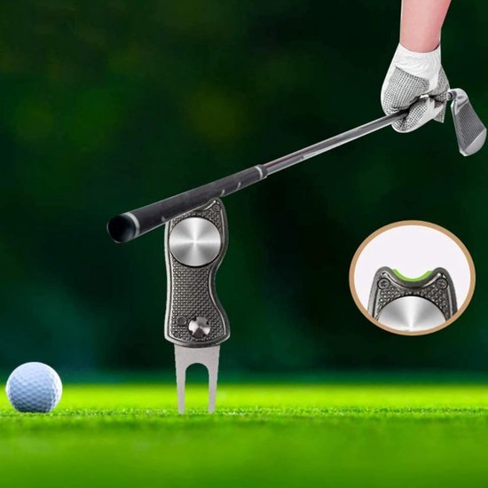 2 Stks Golf Groene Reparatie Pitch Vork, Standplaats Fork Golf, Golf Pitchvork, Inklapbaar, Met Pop-Up-Knop En Magnetische Kogelmarkering, Voor Golf, Clubsport In De Open Lucht van Sdfafrreg — afbeelding 5