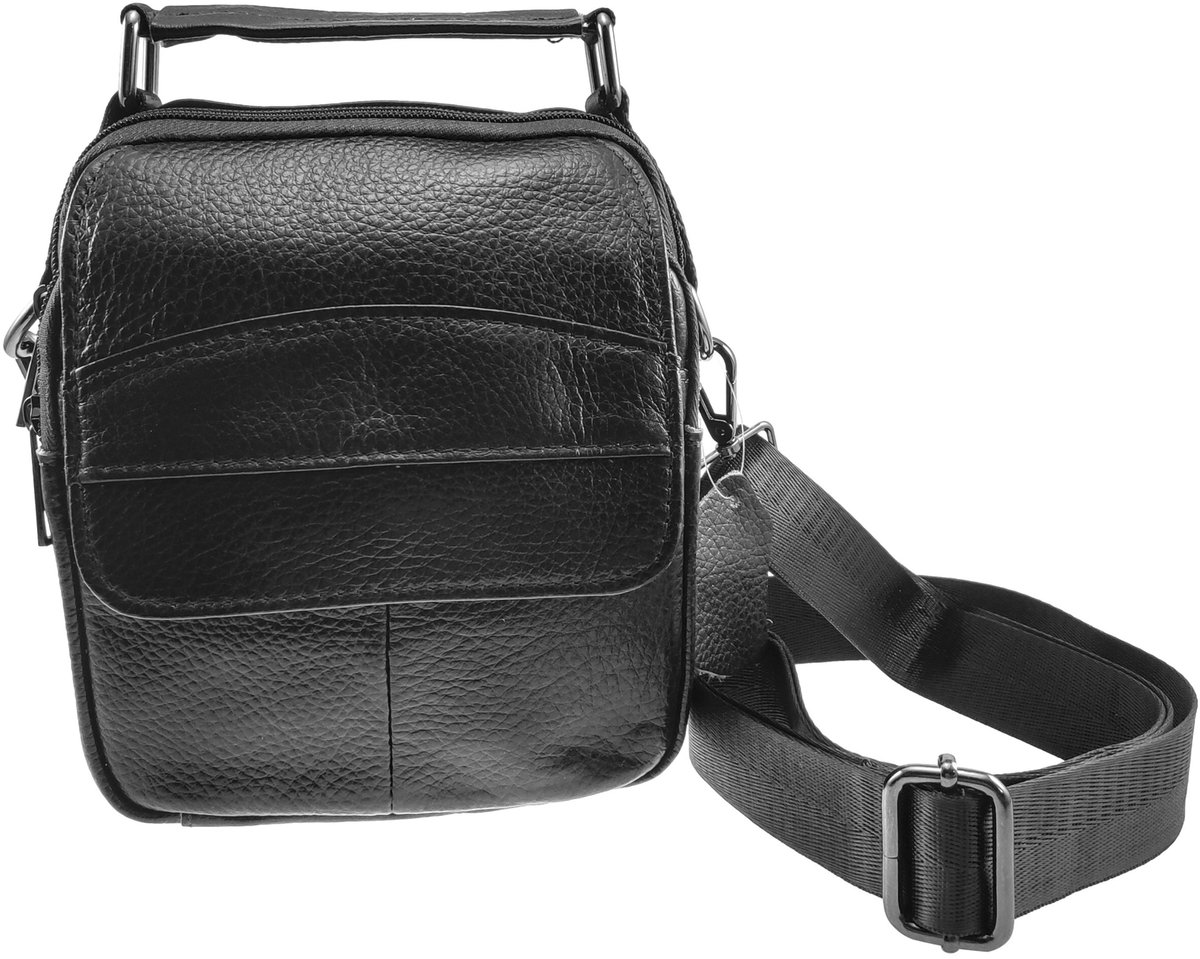 Schoudertas met 6 Compartimenten, Crossbodytas, Zwart, Compact & Elegant, 100% Echt Leer – Heren