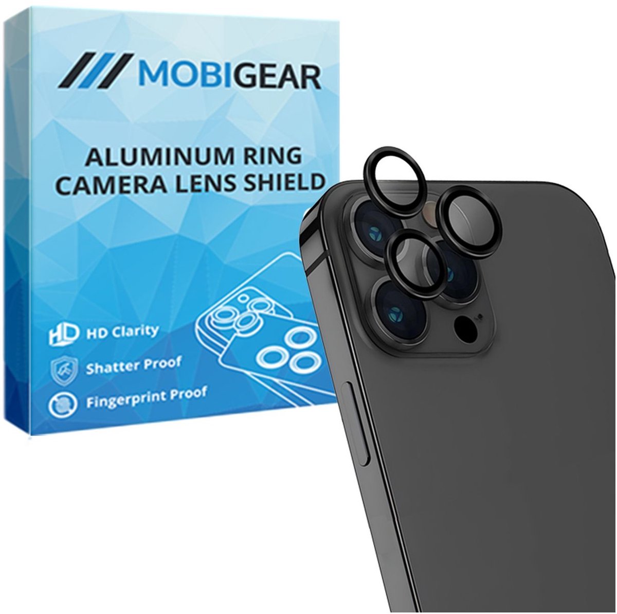 Mobigear Screenprotector geschikt voor Apple iPhone 13 Pro Max Glazen | Mobigear Single Camera Lens Protector - Case Friendly - Zwart