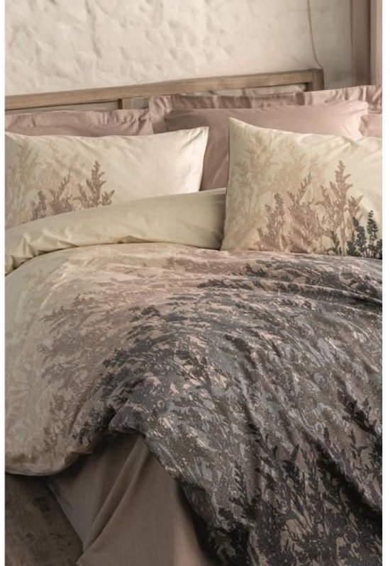 Parure de lit - 1 dekbedovertrek 220 x 240 cm + 2 taies d'oreiller 60 x 60 cm - 100% coton - Beige