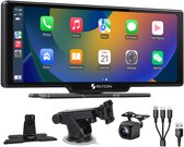 Siltcon® Geschikt voor CarPlay Scherm 10.26 Inch – Geschikt voor Android Auto Scherm – Navigatiesysteem Auto – Auto Scherm – Universeel – Touchscreen & HD Achteruitrijcamera - Incl. Telefoonkabels