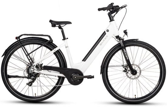 SAXXX Elektrische Fiets Comfort Sport Easy - 468Wh Verwijderbare Accu - 90 km Actieradius - SHIMANO Tourney 7 versnellingen - Achterwielmotor 250W - 28 Inch Wielen - Mechanische schijfrem - Elektrische Stadsfiets - Wit van Saxxx — afbeelding 2