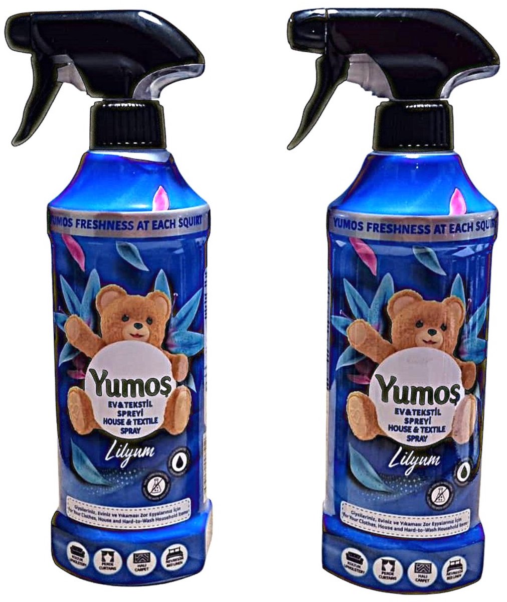 Yumos Spray Lilyum 2x 450 ml – Textielverfrisser – Langdurige Frisse Geur & Directe Opfrissing