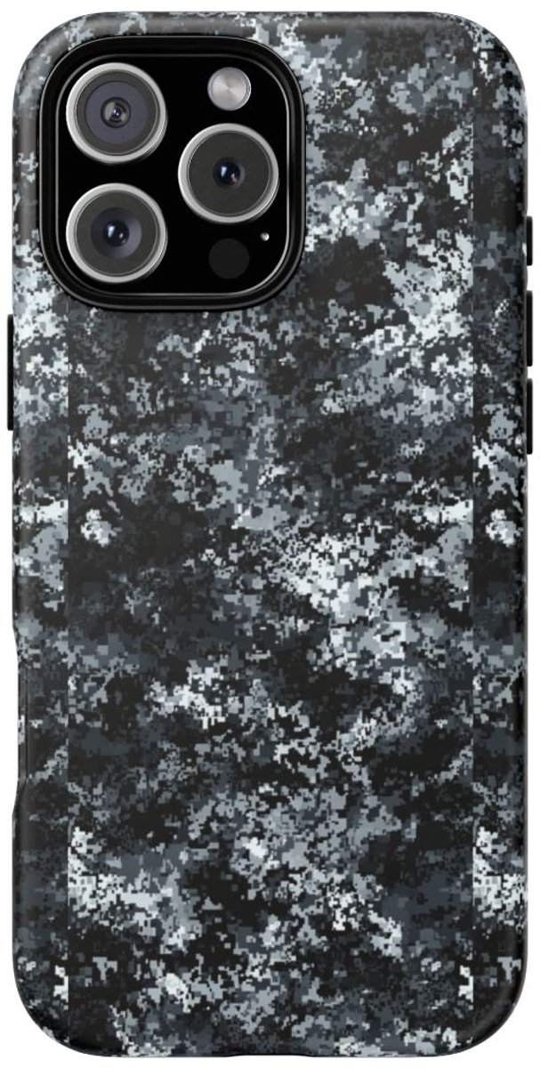 Digitale Grijze Camouflage – Mat Hoesje Geschikt voor iPhone 16 Pro Max