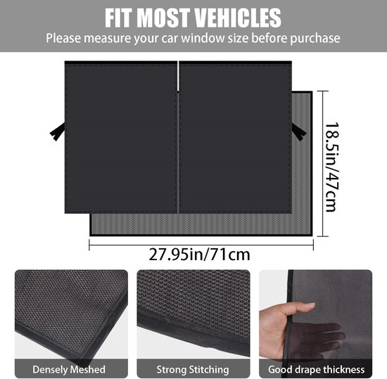 2 stuks Zonnescherm Auto - Magnetisch zonnescherm auto - Zonwering - Zonwering auto baby - Zonnescherm Auto Zijruit - 71*47cm - Magnetische auto zonneschermen - Dubbellaags zonnescherm - Met 10 magneten van Merkloos — afbeelding 5