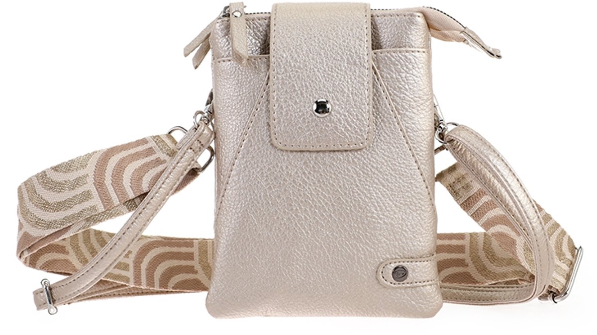 Champagne crossbody en telefoontasje Horton- Compact- Trendy- Dames- Cadeau- Valentijn- sint- kerst