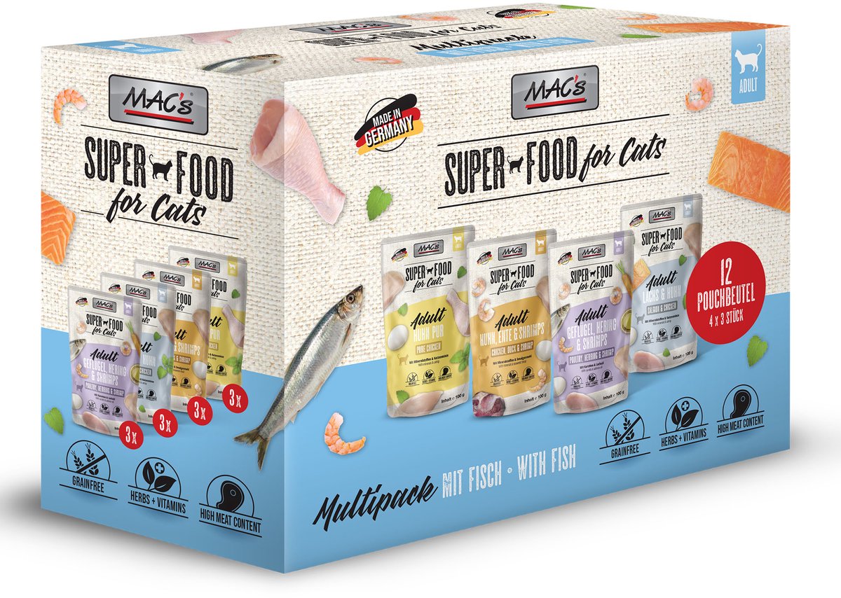 MAC´s Cat Multipak Kattenvoer 12 x 100 g - met Vis