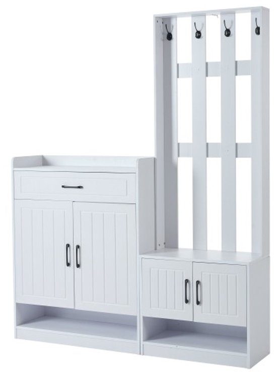Wandgarderobe set 80 x 25 x 96,5 cm met spiegel en schoenenkast met 2 wandpanelen en een rek corpus antraciet mat halmeubel garderobe