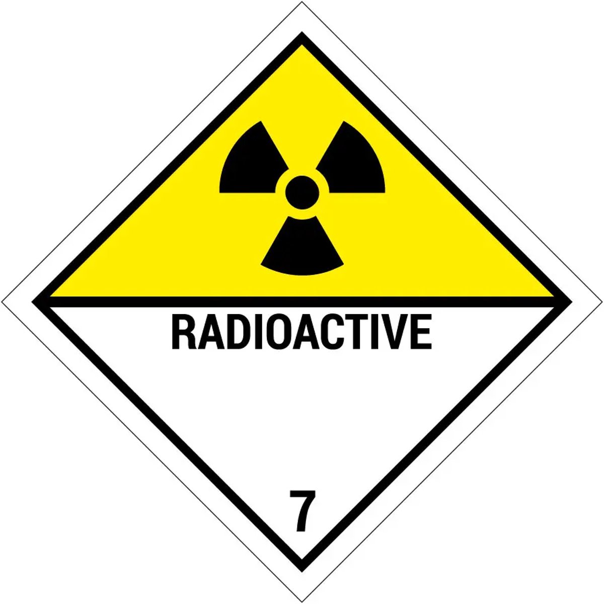 ADR klasse 7 radioactieve stoffen bord | gecoat dibond materiaal | 10 x 10 cm