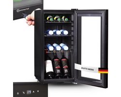 Sommertal koelkast Stille drankkoelkast met led, touchscreen en slot Kleine flessenkoelkast zwart [Energieklasse F]