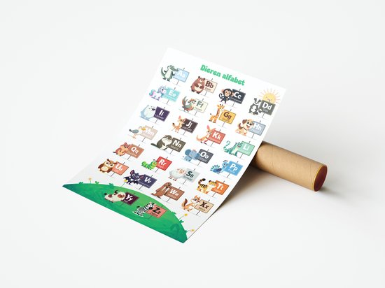 Affiche alphabet – Animaux ABC – Apprendre les lettres – pour Enfants – Format 43 x 61 cm – Affiche éducative – Ludique et pédagogique – Affiches École