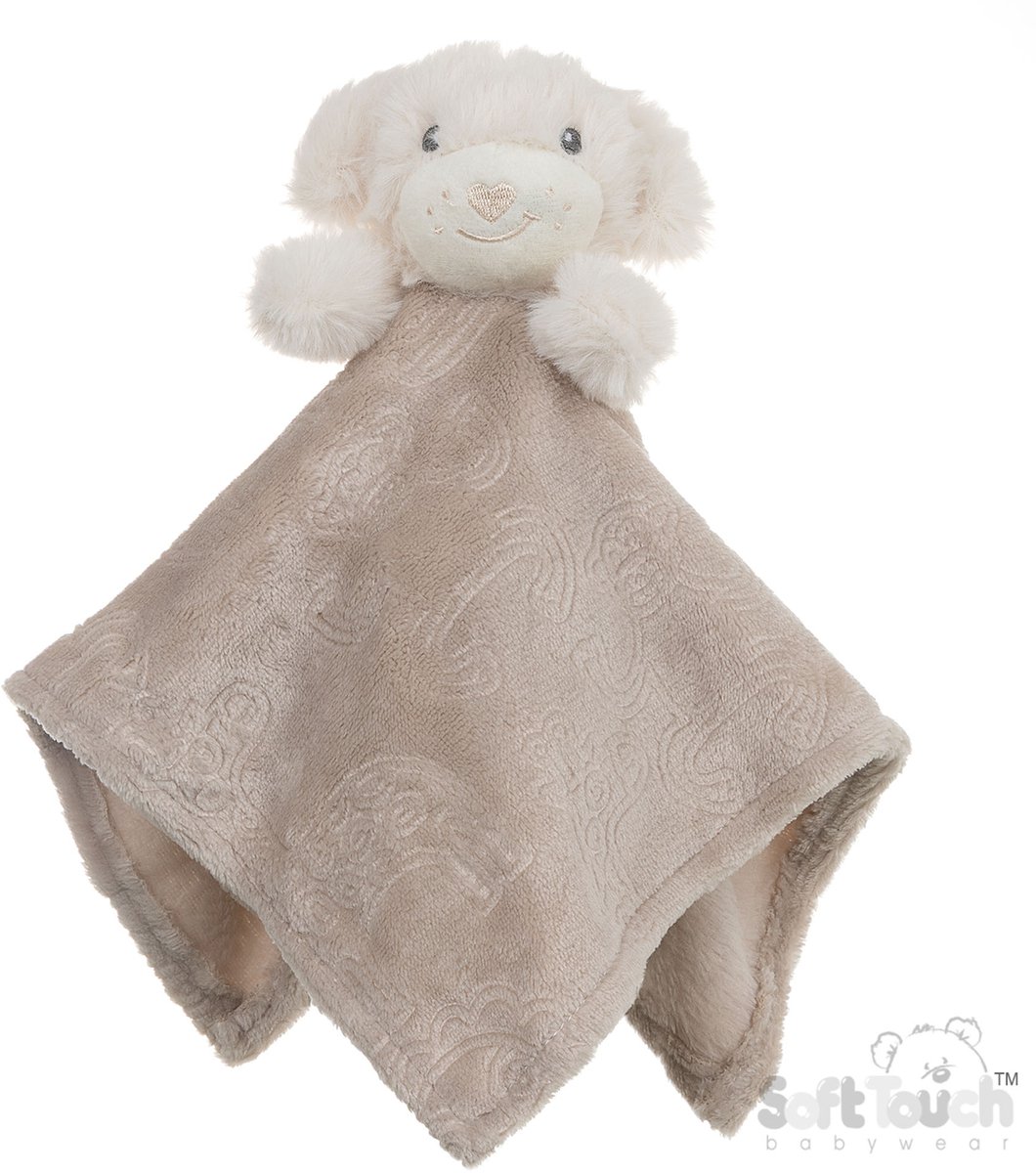 Soft Touch Knuffeldoekje Puppy 36 x36 Cm Off white/bruin