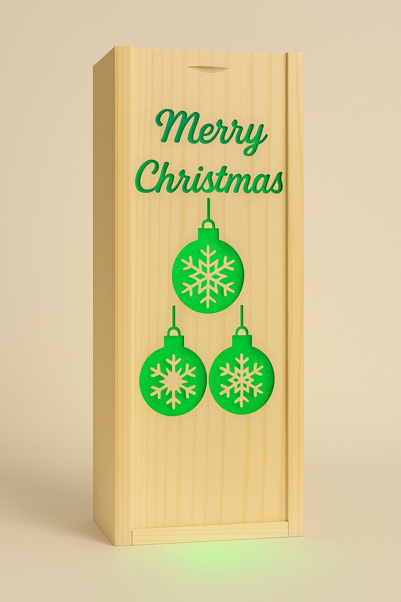 Luxe drankdoos - Merry Christmas - Gravure - Zonder LED-verlichting - Geschenkverpakking - Wijndoos - Wijnkist - Ilumiëllo