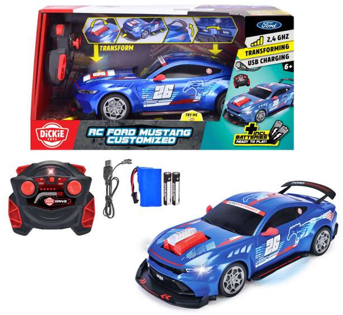 Simba Toys - RC Ford Mustang Customized, Try Me, RTR - 201105014