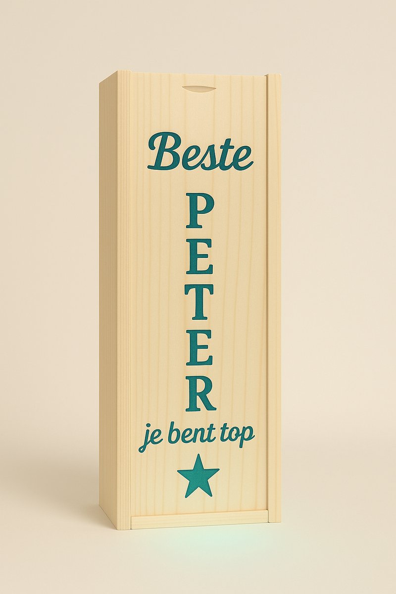 Luxe drankdoos - Peter - Gravure - Met LED-verlichting - Geschenkverpakking - Wijndoos - Wijnkist - Ilumiëllo