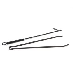 STOOQ Haardgereedschap Set – Vuurpook & Tang – 2-delige Set van Staal – Voor Vuurschaal, Houtkachel & Buitenhaard – Robuust en Hittebestendig - Tang: 45cm | Pook: 58 cm - Staal - Zwart