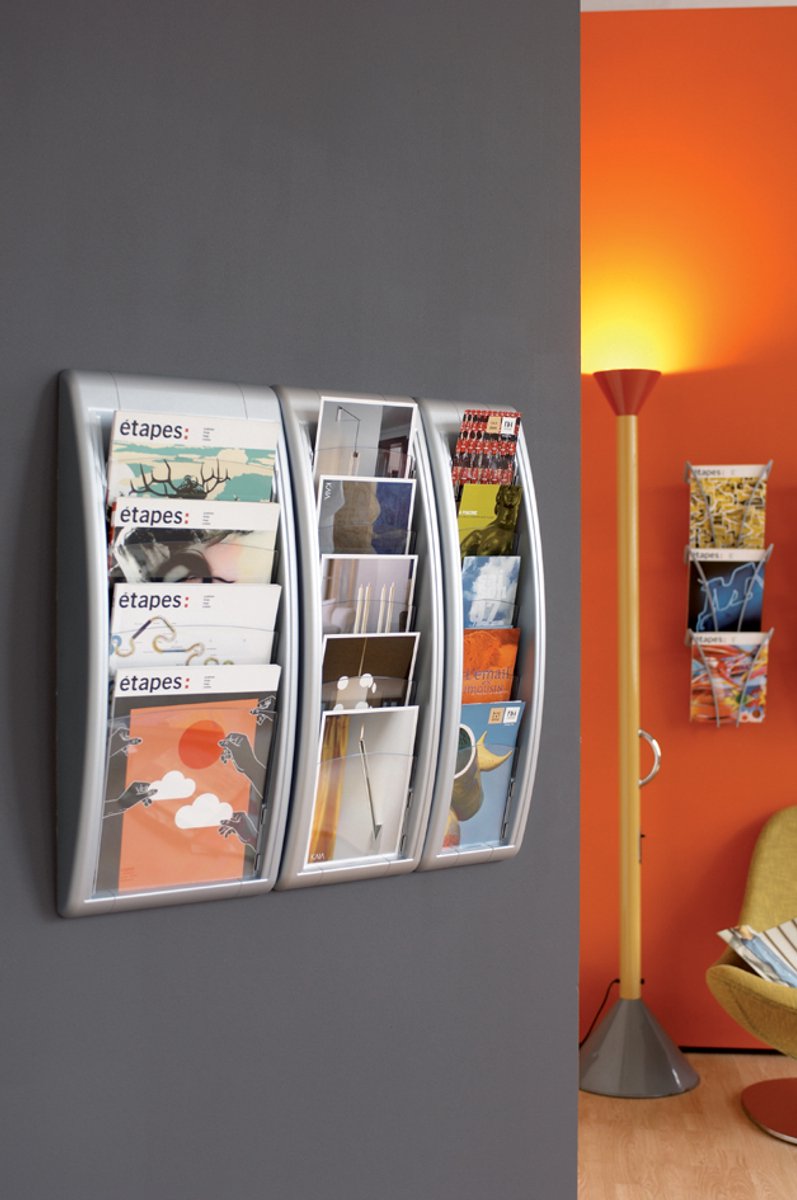paperflow wand-folderhouder quick fit 4 vakken zwart