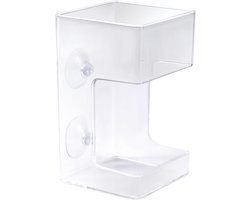 Gosknor Voederbak voor Aquarium, 10x6cm Schaal Aquarium Drijvend & Zinkend Voedselcontainer Houder Dispenser met Zuignappen voor het Voeren Van Schildpadden en Garnalen (Vierkant)