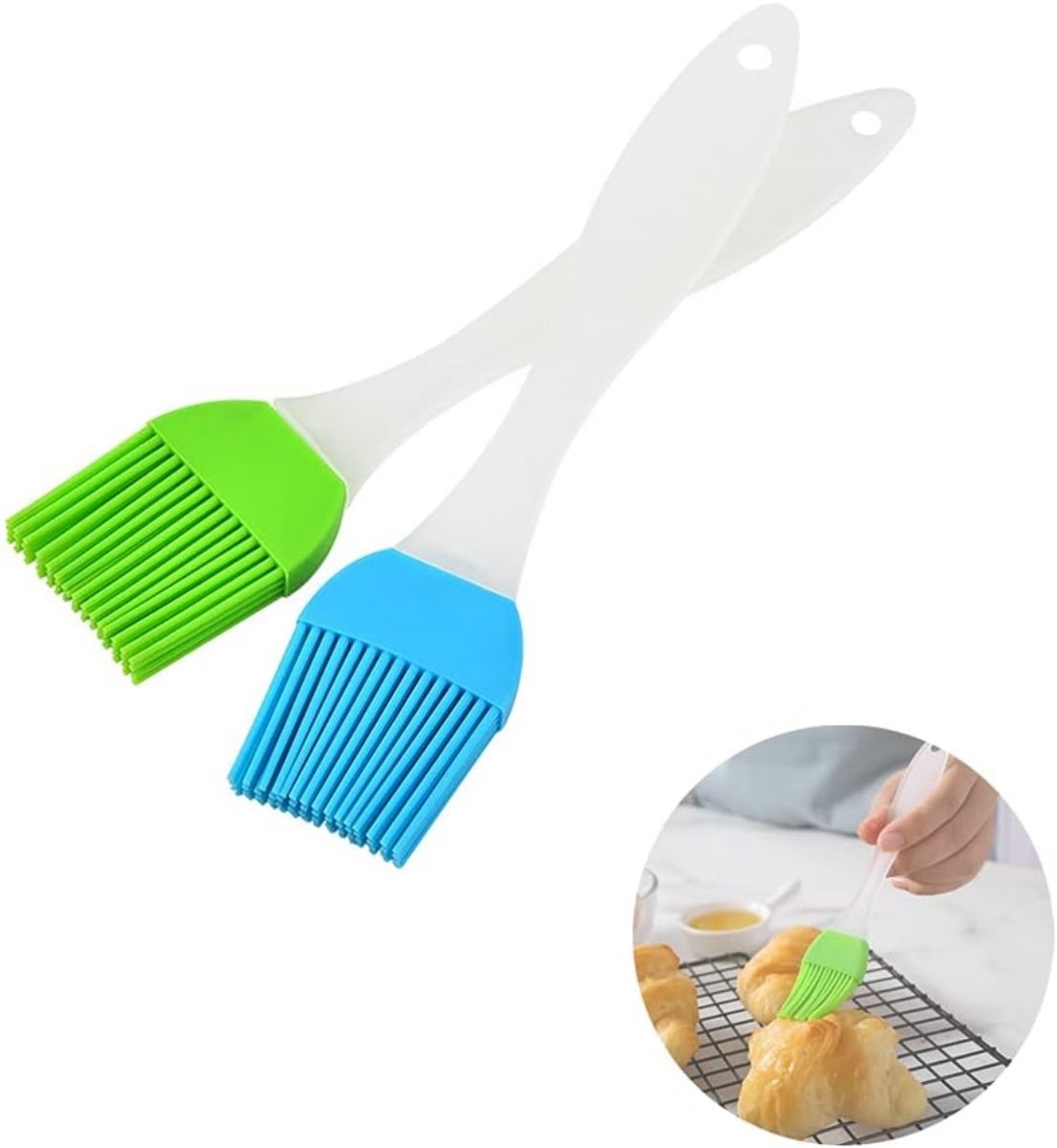 TOVBMUP Borstel - Keukenborstel - Siliconenborstel - Grillborstel - Geschikt voor grillen, taarten, koken, bakken, oliën - 20*4cm - 2 stuks