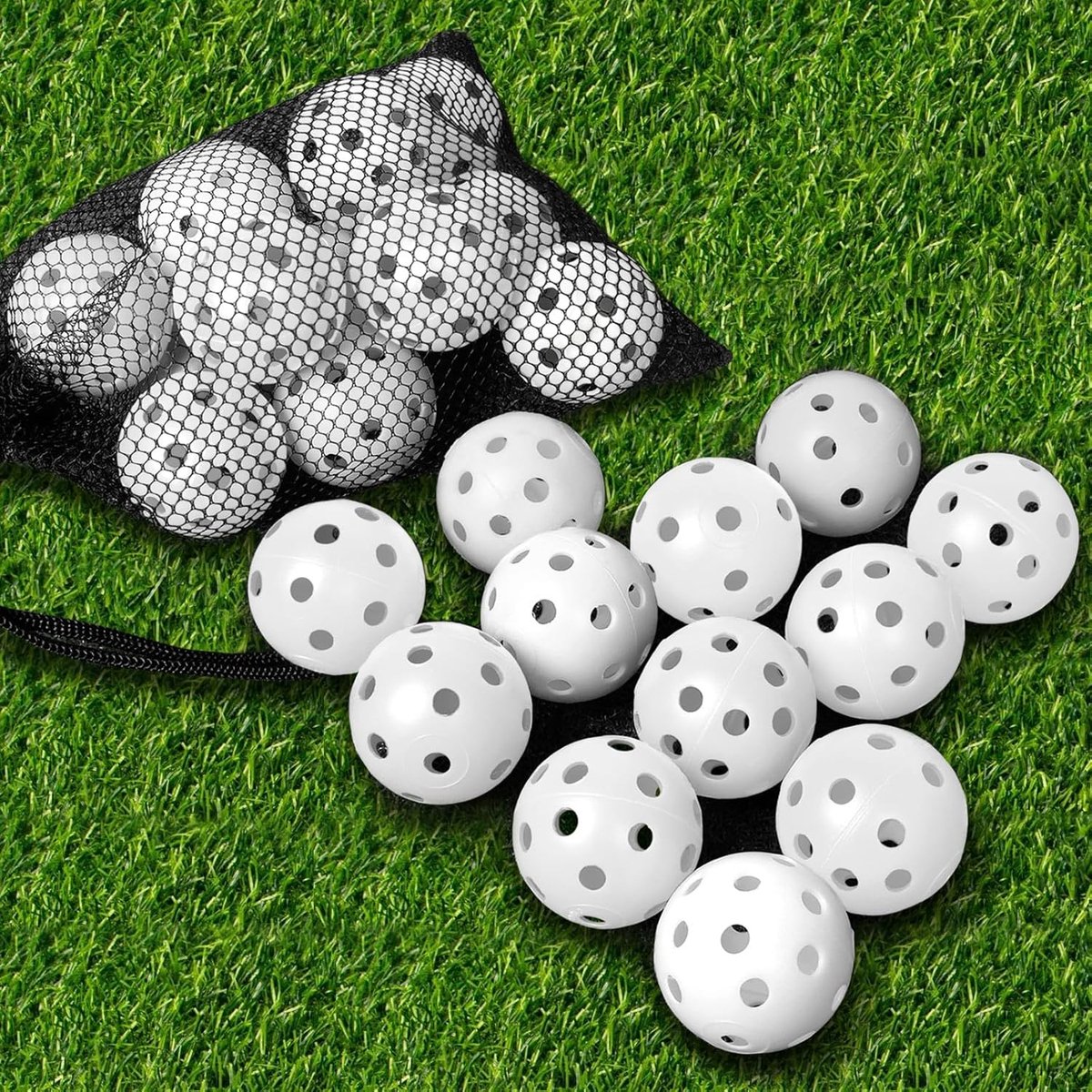 Golf-oefenbal, luchtstroom holle oefengolfballen 40 mm, plastic golfballen voor schommel, praktijk, rijbereik, thuis, buiten, golfspellen voor volwassenen en kinderen, pak van 12 (wit, 12
