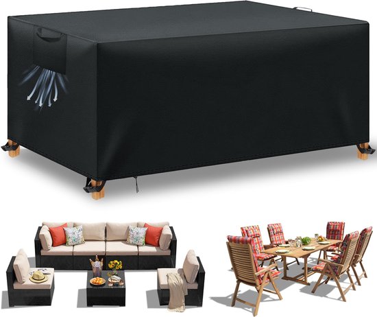 KDXAOBEI outdoor tafelhoezen waterdicht, winddicht, zwaar belastbaar, scheurbestendig, 600D Oxford stof terrasset hoes, tuintafelhoes