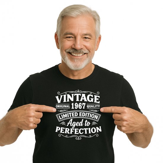 T-shirt - unisex - zwart - Vintage - Limited Edition - Aged to Perfection - geboortejaar 1967 - BIO Katoen - verjaardag en feest - cadeau - maat XL