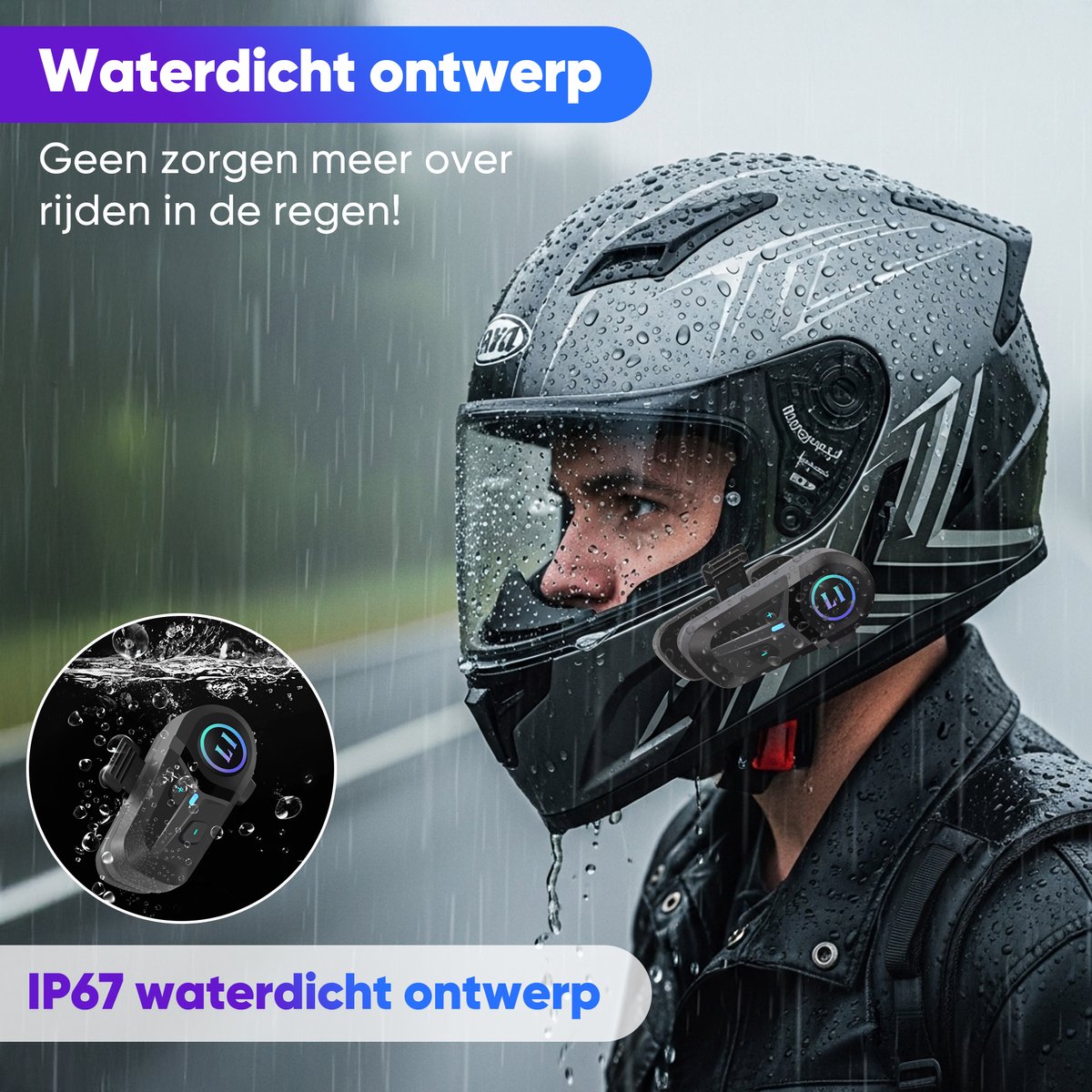 XELAR Draadloze Motorhelm Headset thumbnail 6