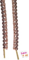 Bruine Franje Schoenveters met kwastjes – 120 cm – Zilveren Nestels – Uniek Design – Lace it Up®