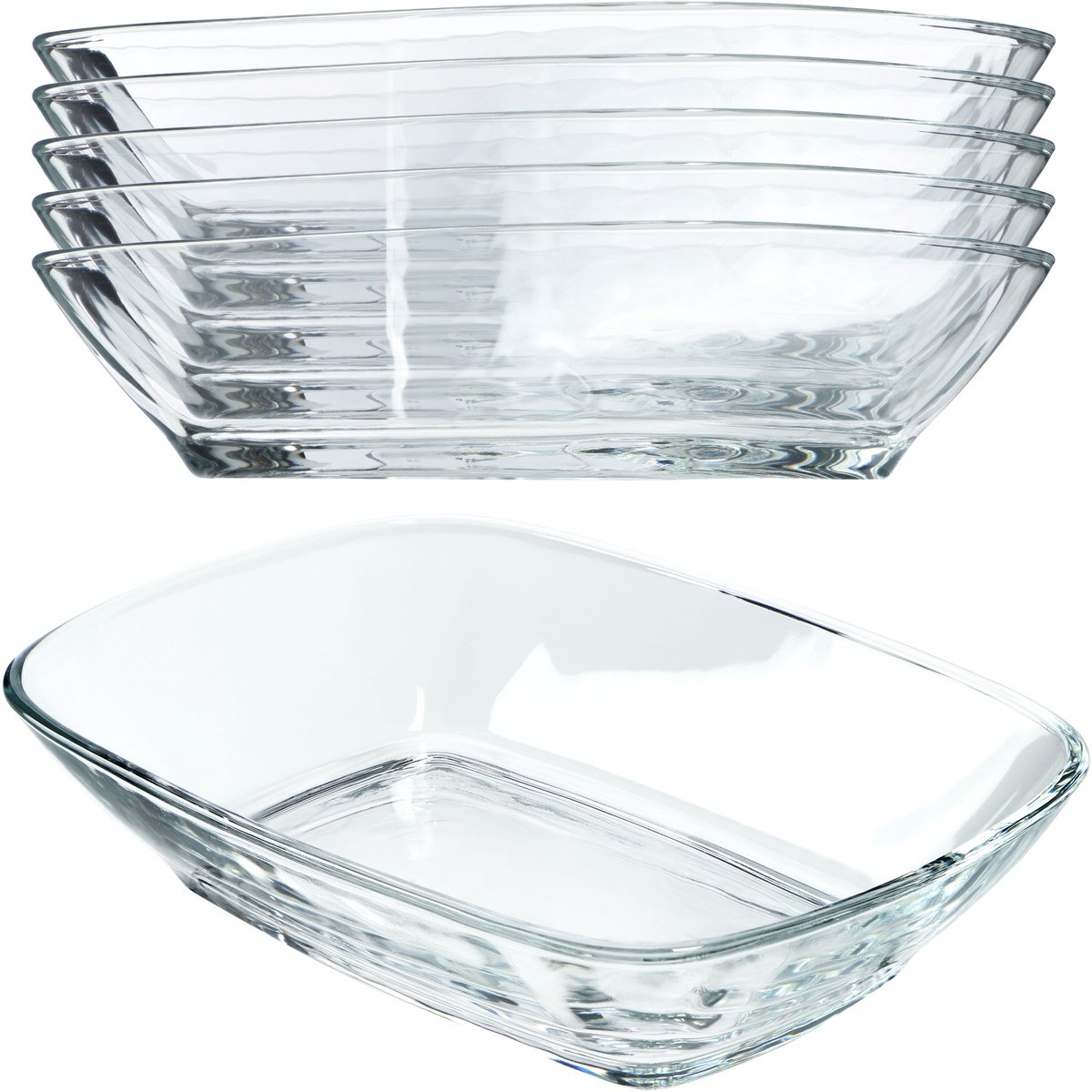 KADAX Glazen kom, 230 ml slakom van glas, vaatwasmachinebestendige fruitschaal, snackschaal voor maaltijden en feesten, glazen schaal voor het serveren van salade (14,3 x 10,5 cm, 6 stuks)
