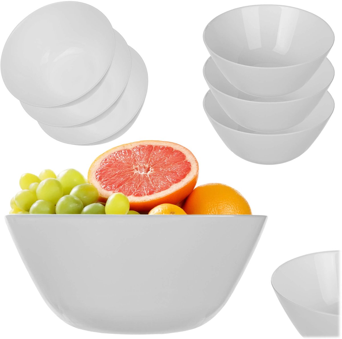 Datena glazen slaschaal 18 cm wit 3 st.