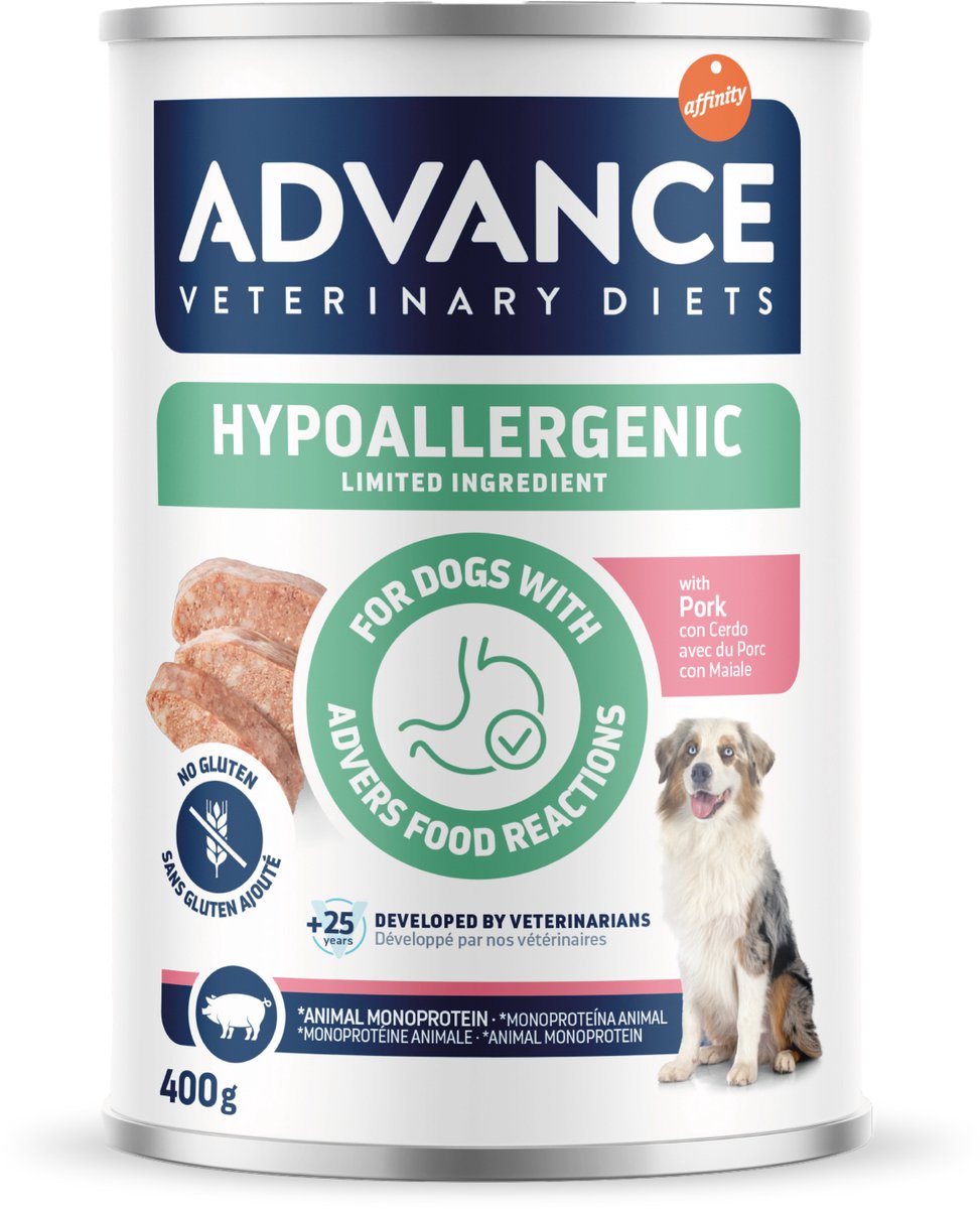 6×400 gr Advance veterinary diet dog hypoallergenic pork hondenvoer 6×400 gr Advance veterinary diet dog hypoallergenic pork hondenvoer