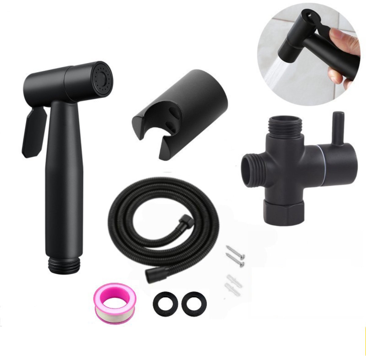 1-delige bidet-handdouche, roestvrij staal 304, eenvoudig te reinigen sproeier, robuust chroomoppervlak, compatibel met gangbare slangen voor toilet, douche en toilet