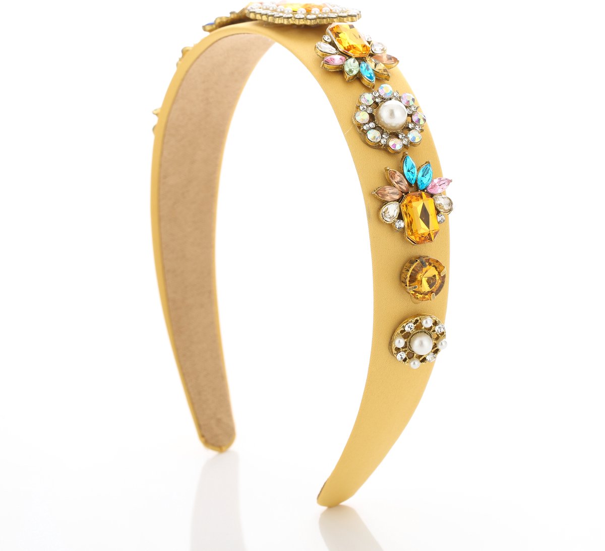 Haardiadeem - Okergeel - Parels Strass en stenen luxe - cadeau tip