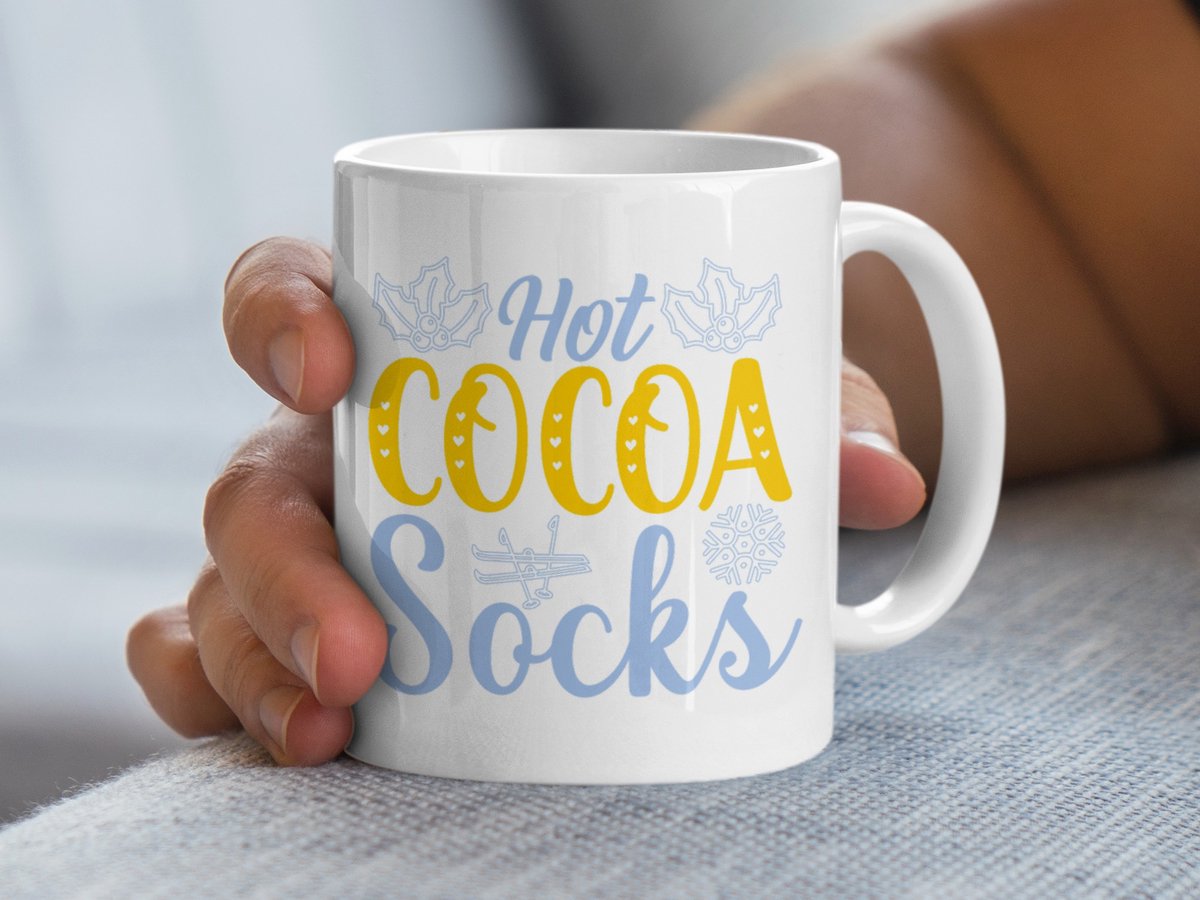 Winterse mok, Hot Cocoa Socks mok, Kerstcadeau mok, Ski mok, Cadeau voor wintersporter