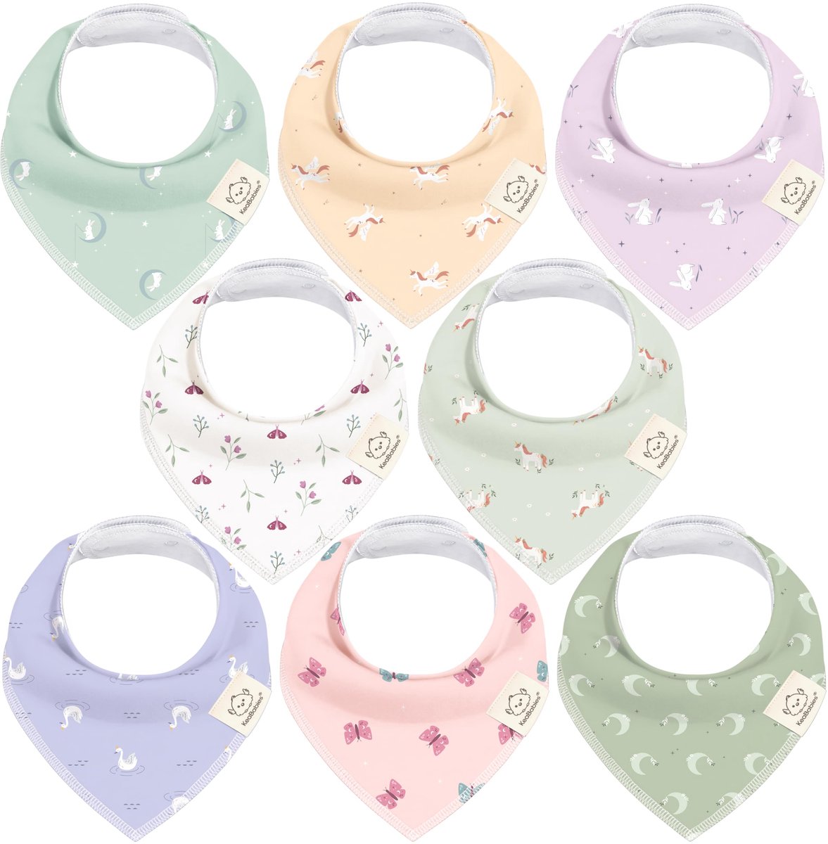 Image of 8-pack baby-slabbetjes van bandana's voor jongens en meisjes - Unisex baby-slabbetjes van bandana's, superabsorberende baby-slabbetjes, biologische katoenen baby-slabbetjes, baby-slabbetjes voor baby's, kwijlslabbetjes (Lunaris)