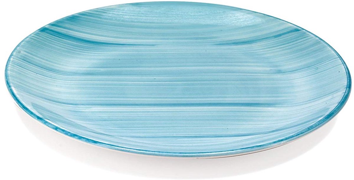 Zafferano Striche - Porseleinen dessertbord, diameter 210 mm, kleur aquamarijn, vaatwasserbestendig tot 60° - set van 6