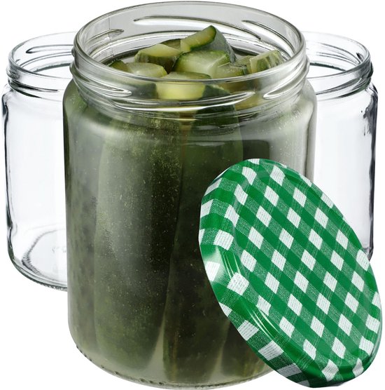 KADAX Weckpotten, 40 ml, mini-inmaakpotten, kruidenpotjes met schroefdeksel, inmaakglas, testpotten, jampotten, mini-honingpotten, ronde potten (100 stuks, groen deksel
