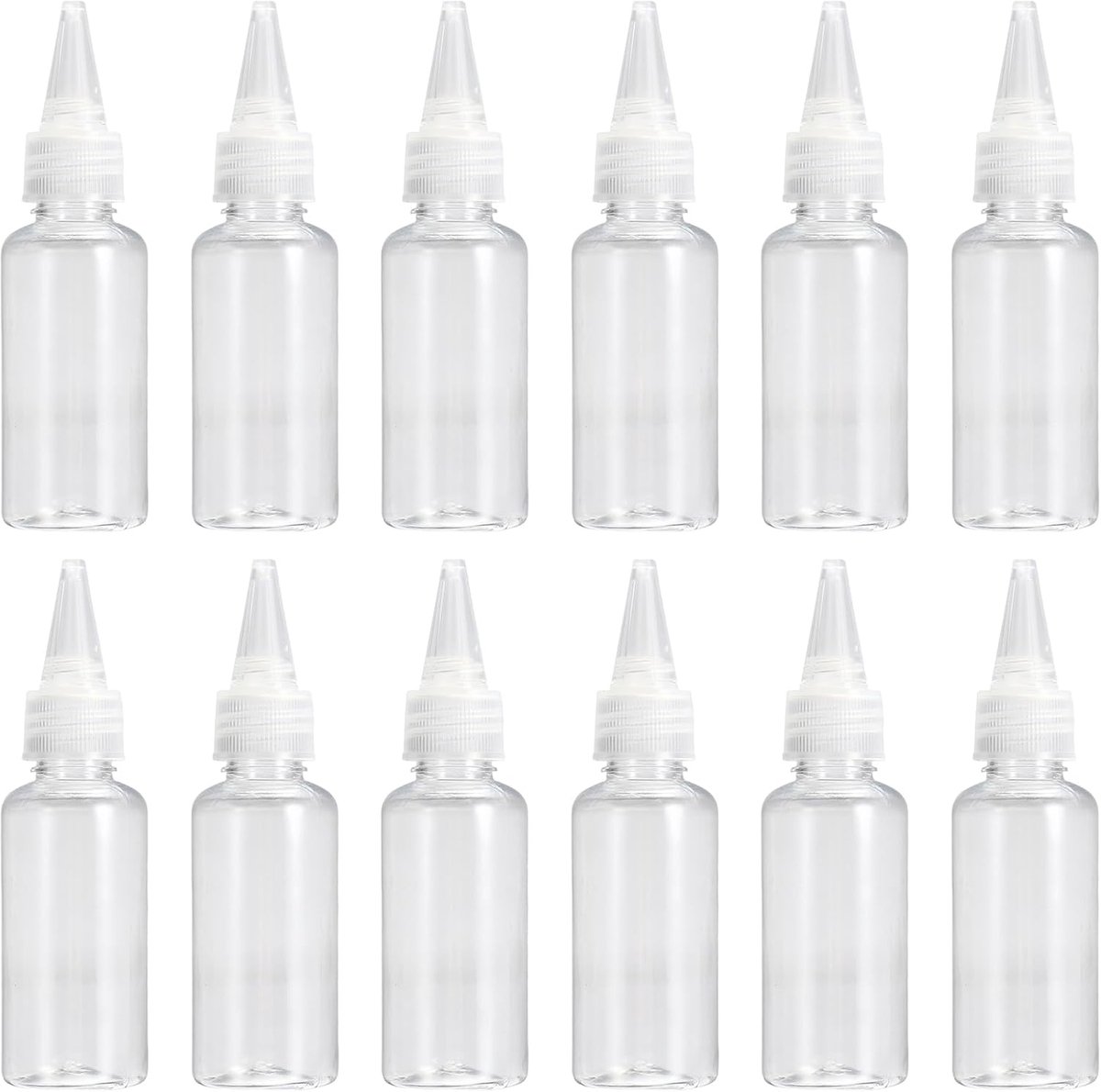 Image of 12 Stuks Plastic Knijpfles - 100ml Kleine Transparante Flesjes - Niet Lek Sausflesje Met Doppen Voor Vloeistoffen, Olie, Verf, Lotion