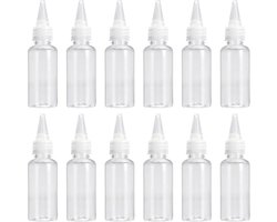 12 Stuks Plastic Knijpfles - 100ml Kleine Transparante Flesjes - Niet Lek Sausflesje Met Doppen Voor Vloeistoffen, Olie, Verf, Lotion