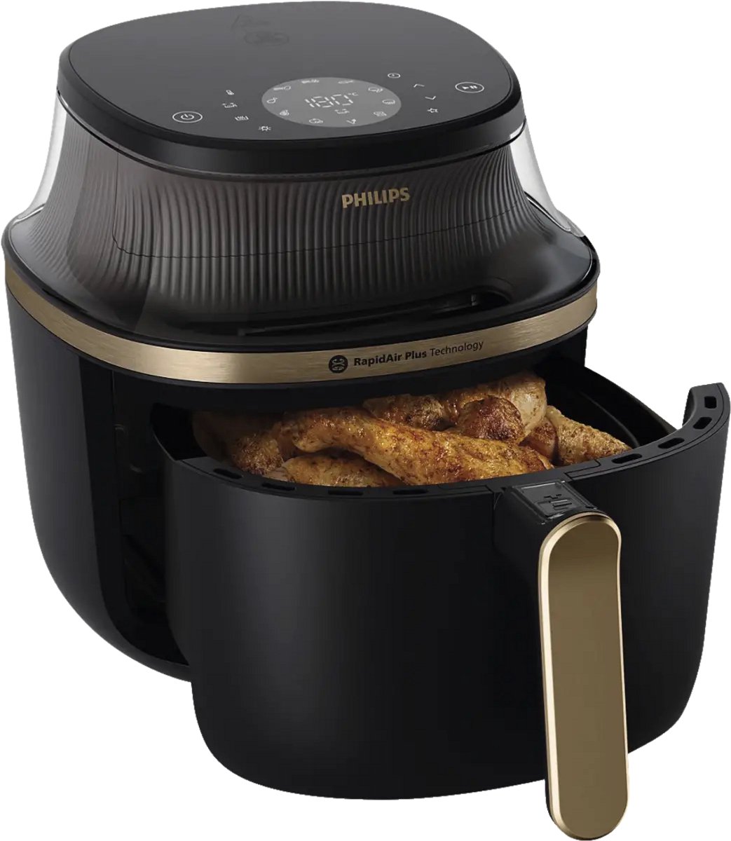 Afbeelding 2 van Philips 3000 Series Airfryer - NA331/00 - Kijkvenster - RapidAir Plus - 6.2L - Tot 5 Personen - Zwart
