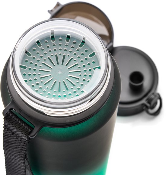 Meteor Sportbidon 1000 ml - Fietsbidon - Sportaccessoire - Zwart/groen van Meteor — afbeelding 4