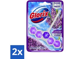 Glorix - Toiletblok - Power Clean Lavendel - Frisse Geur - 1 blok - Voordeelverpakking - 2 stuks