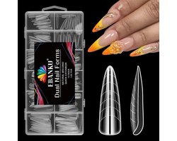 120PCS Clear Full Cover Dual Nail Forms System - Coffin Nail Mold Tips - Acrylic Stiletto Nail Extension Tools - Nail Art Salon - Nails Design