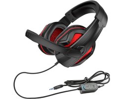 Crrynuo - Gaming Headset - Hoofdtelefoon Met Microfoon - Onderwijs-En PC-Geschikt - H4 Model Draadloze Hoofdtelefoon - Rood - Met Rood Kunstverlichting, Geluidsisolatie En 40mm Speaker