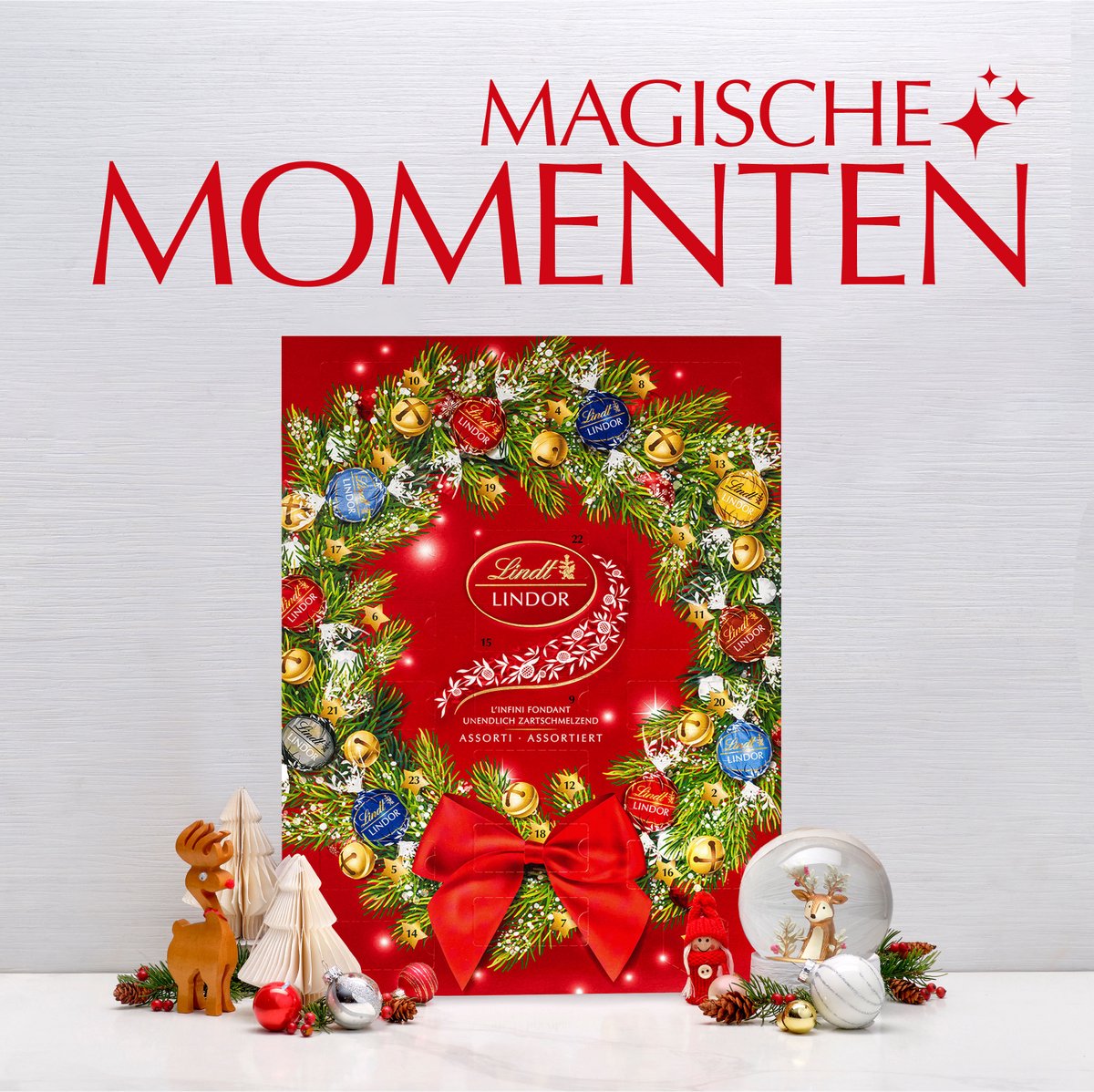 Lindt LINDOR Chocolade Adventskalender 2026 - Bonbons gemengd 299gr - 24 premium chocolade bonbons - Aftellen tot Kerst - Kerstcadeau - Chocolade cadeau voor mannen en vrouwen – foto 6