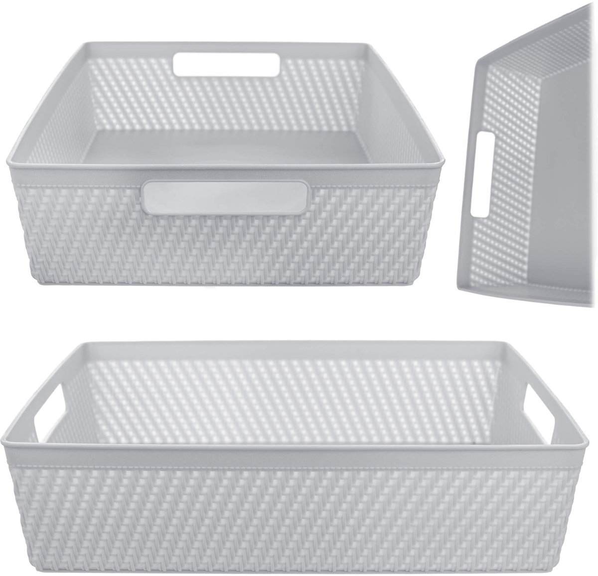 Lioni rechthoekige mand 33 x 26 x 8 cm lichtgrijs