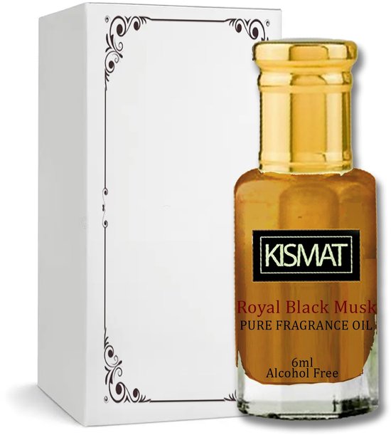 Royal Black Musk Geurolie 6 ml – Alcoholvrije Parfumolie voor Mannen en Vrouwen | Geschikt voor Dagelijks Gebruik & Speciale Gelegenheden met Kajal Sticker